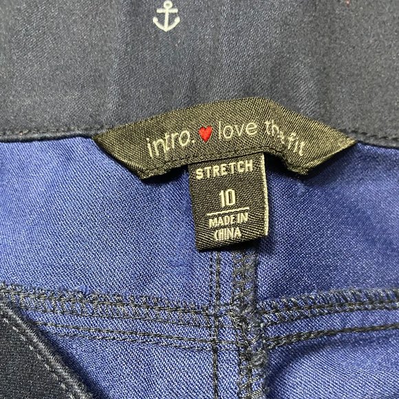 INTRO love the fit tummy control pull on stretch shorts anchor print size 10 - Picture 4 of 5